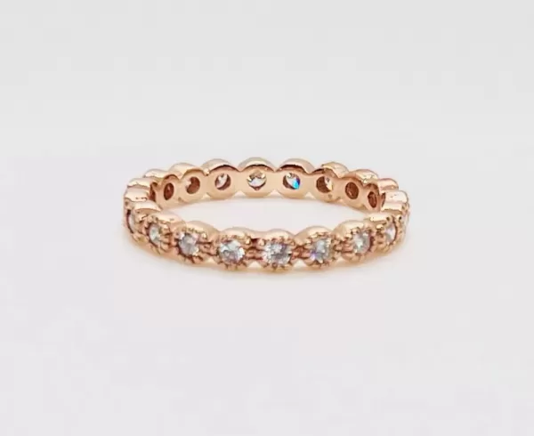 14 Karat Rose Gold Round Brilliant Diamond Band