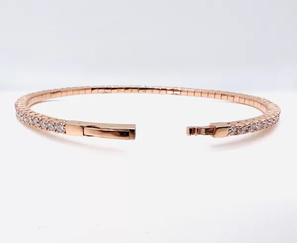 14 Karat Rose Gold Round Brilliant Diamond Bangle