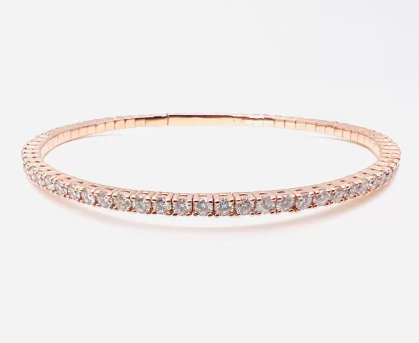 14 Karat Rose Gold Round Brilliant Diamond Bangle