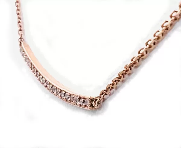 14 Karat Rose Gold Round Brilliant Diamond Necklace