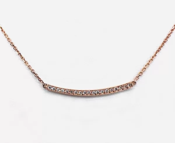 14 Karat Rose Gold Round Brilliant Diamond Necklace