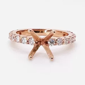 14 Karat Rose Gold Round Brilliant Diamond Ring