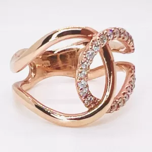 14 Karat Rose Gold Round Brilliant Diamond Ring D2