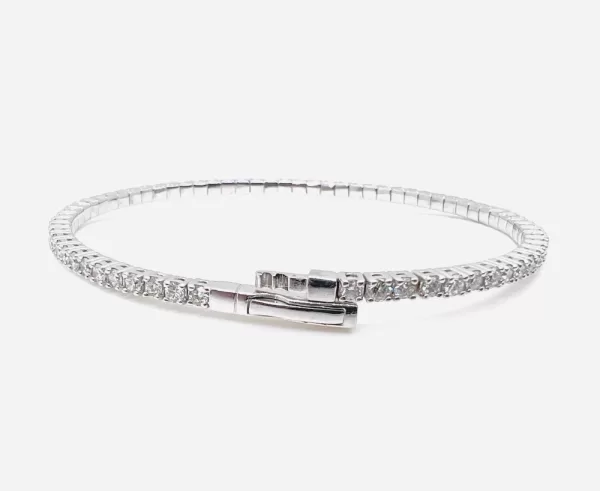 14 Karat White Gold Round Brilliant Diamond Bangle