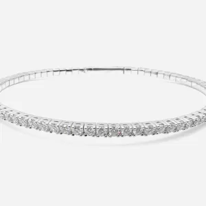 14 Karat White Gold Round Brilliant Diamond Bangle