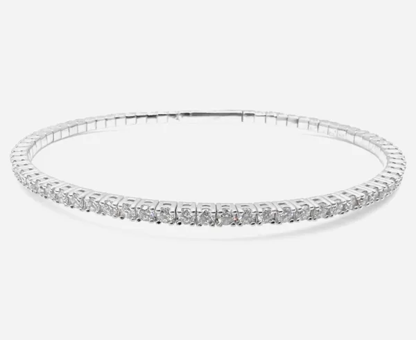 14 Karat White Gold Round Brilliant Diamond Bangle