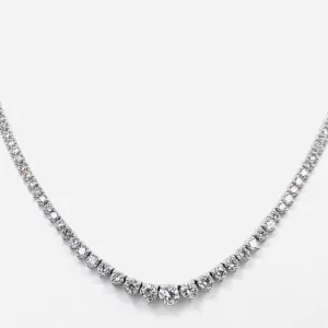 14 Karat White Gold Round Brilliant Diamond Necklace