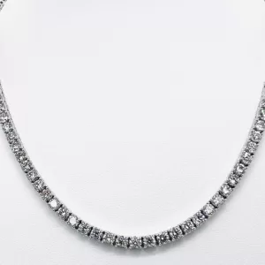 14 Karat White Gold Round Brilliant Diamond Tennis Necklace