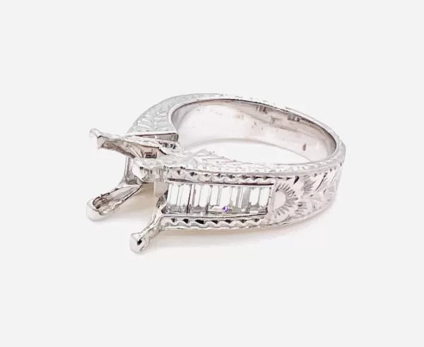 18 Karat White Gold Baguette Diamond Ring