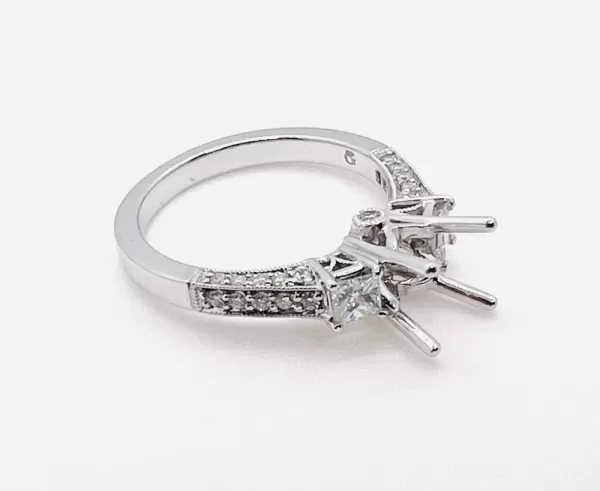 18 Karat White Gold Round Brilliant | Princess Cut Diamond Ring