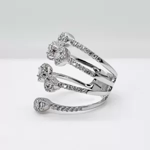 18 Karat White Gold Round Brilliant Square Cut Marquise Baguette Diamond Ring