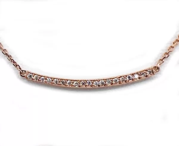 14 Karat Rose Gold Round Brilliant Diamond Necklace