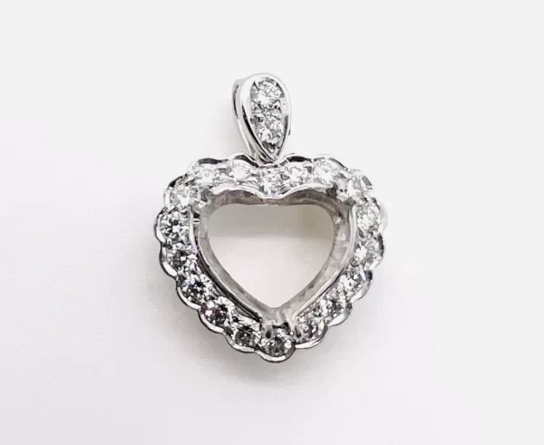 18 Karat White Gold Round Brilliant Diamond Semi-Mount Pendant