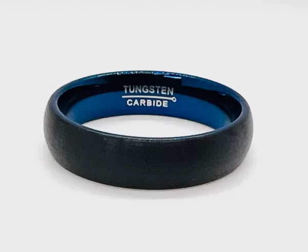 Tungsten Men's Band in Black Exterior with Half Blue Interior