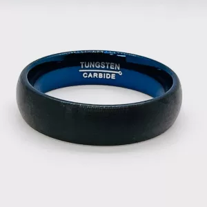 Tungsten Men's Band in Black Exterior with Half Blue Interior