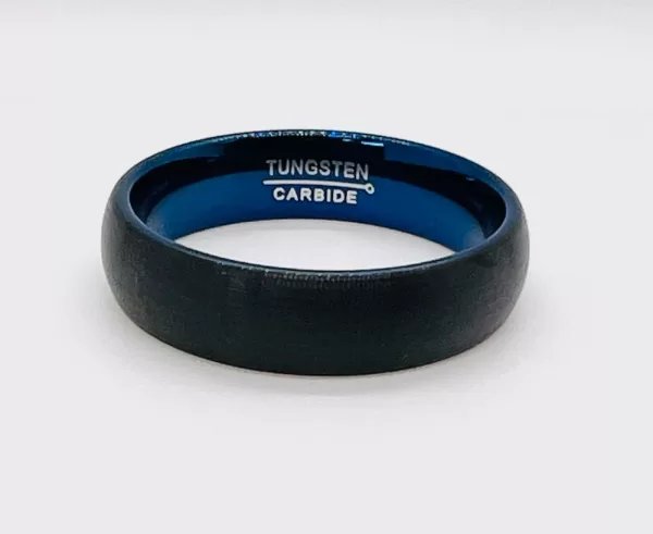 Tungsten Men's Band in Black Exterior with Half Blue Interior