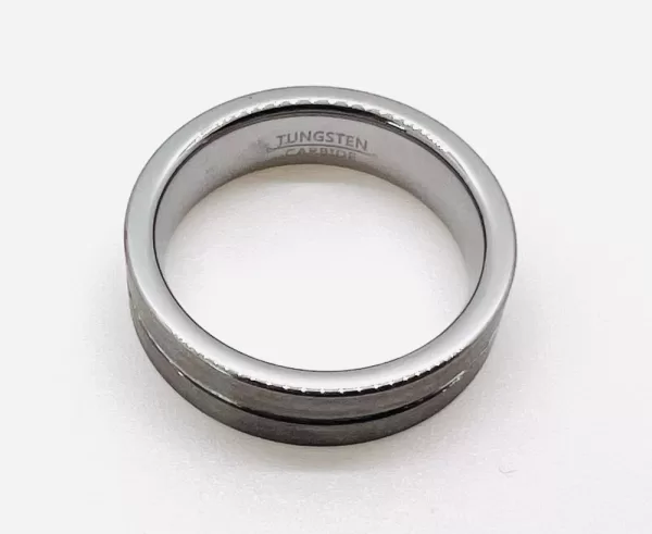 Tungsten Men's Band Silver Double Exterior