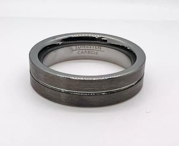 Tungsten Men's Band Silver Double Exterior