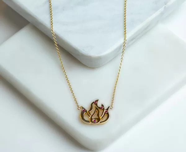 Fire Element 18K Yellow Gold Pendant Necklace "Art of Life" Collection