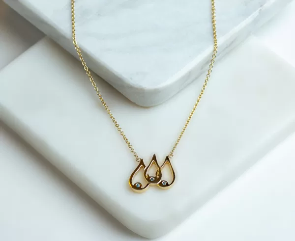 Water Element Pendant Necklace "Art of Life" Collection 18K Yellow Gold