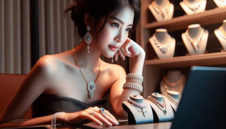 young woman browse for jewelry collections online