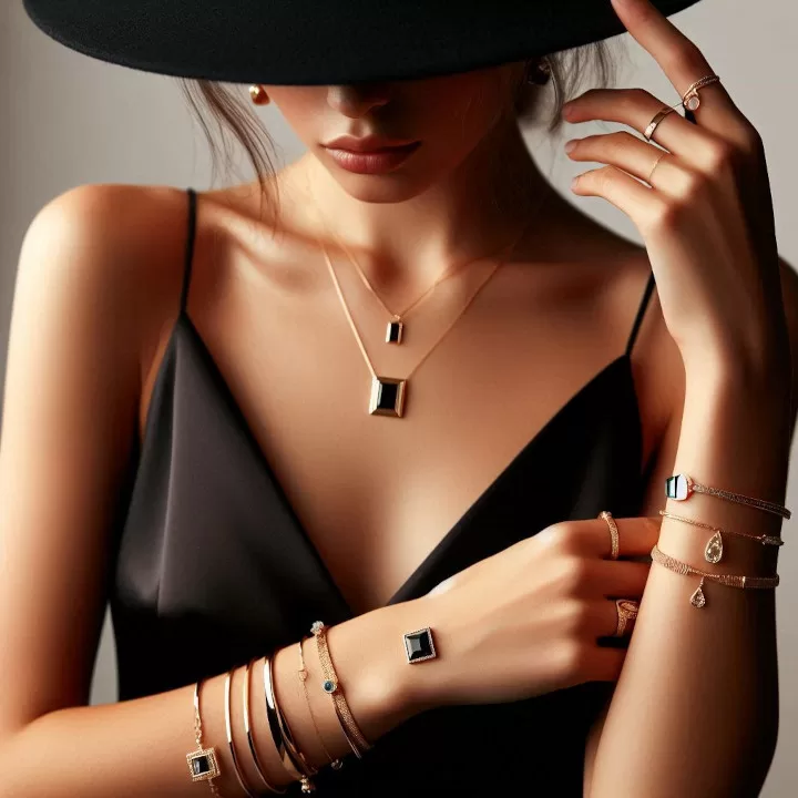 young woman matched jewelry with wardrobe